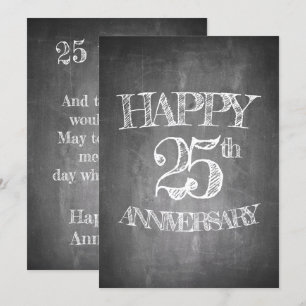 Invitation Joyeux 25e anniversaire sur le tableau de craie