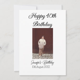 Invitation Joyeux 40e anniversaire photo moderne simple