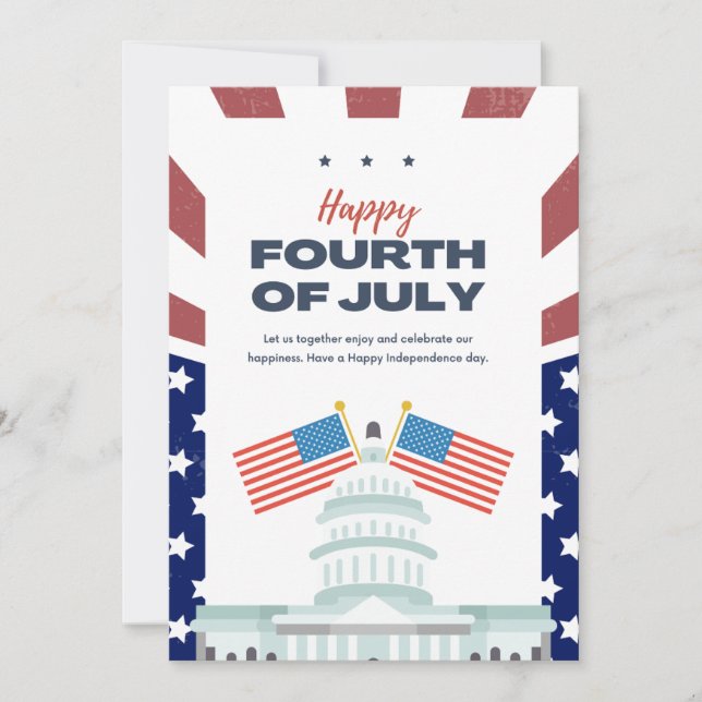 Invitation #Joyeux 4 Juillet Fêtez Le Bonheur (Devant)