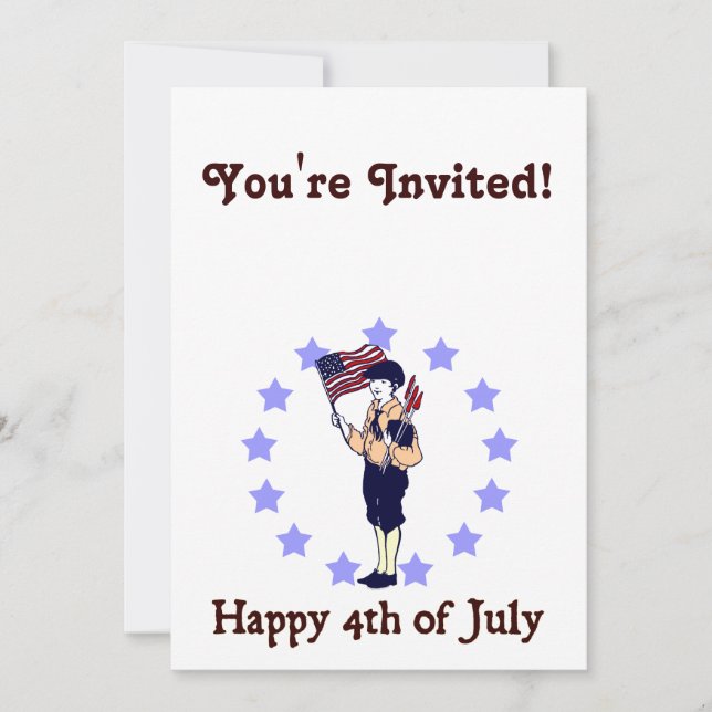Invitation Joyeux 4 juillet Modèle d'invitation à l'art Vinta (Devant)