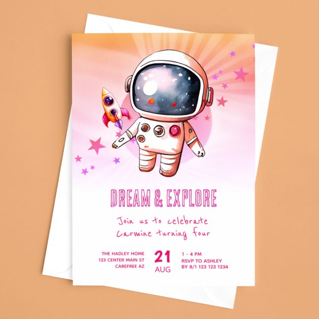 Invitation Joyeux 4e Anniversaire Exploration de l'Espace Mig (Créateur téléchargé)