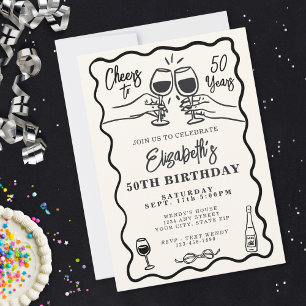 Invitation Joyeux 50 Ans Anniversaire Dessiné à la Main avec