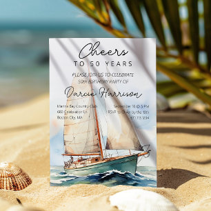 Invitation Joyeux 50 ans Fête d'anniversaire de voilier