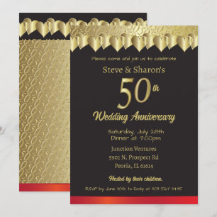 Invitation Joyeux 50e anniversaire de coeur d'or