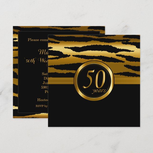 Invitation Joyeux 50e anniversaire| Modèle zèbre (Devant / Derrière)