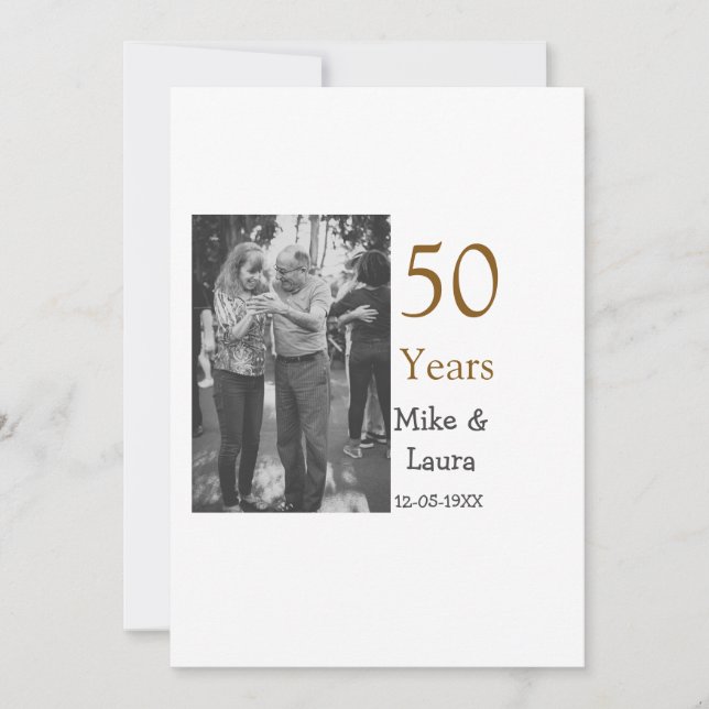Invitation Joyeux 50e anniversaire nom couple date mariage (Devant)