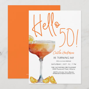 Invitation Joyeux 50e Anniversaire Orange Moderne