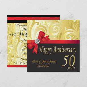 Invitation Joyeux 50e anniversaire   Tourbillons d'or