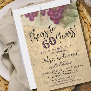 Invitation Joyeux 60e Anniversaire 60 Ans de Vie Vintage Rust
