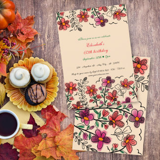 Invitation Joyeux 60e Anniversaire Printemps Unique Doodle Fl