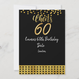 Invitation Joyeux 60e anniversaire thème noir et or Invita