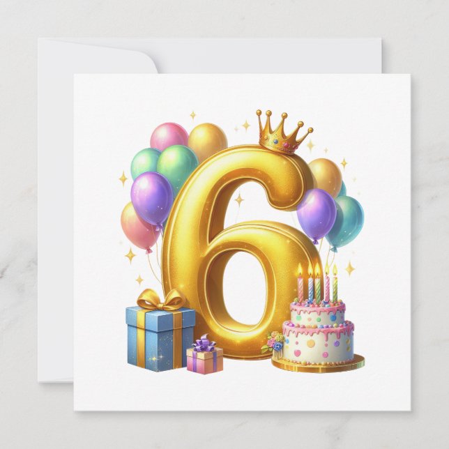 Invitation Joyeux 6e Anniversaire (Devant)