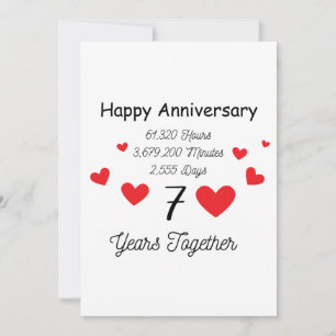 Invitation Joyeux 7e anniversaire - 7 ans ensemble