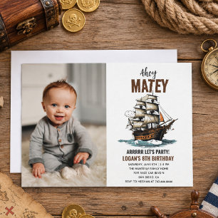 Invitation Joyeux 8e anniversaire Pirate Ship 