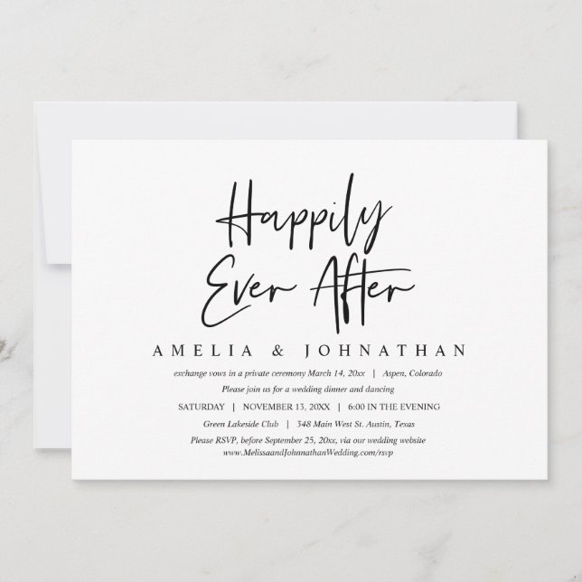 Invitation Joyeux À Tout Jamais, Dîner Intime de Mariage (Devant)