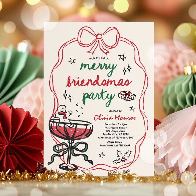 Invitation Joyeux amis Cocktail de Noël Fête de Noël (Créateur téléchargé)
