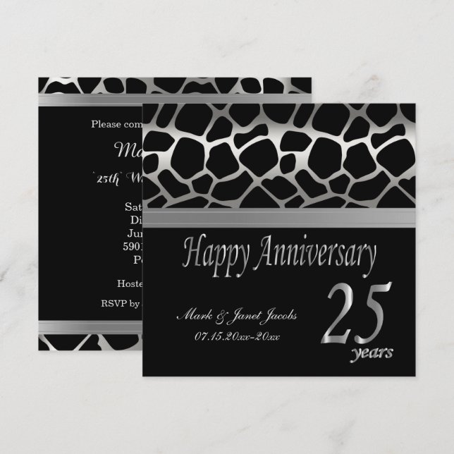 Invitation Joyeux anniversaire 25 ans (Devant / Derrière)
