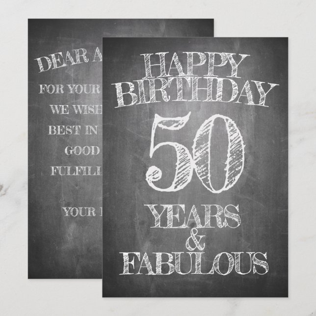 Invitation Joyeux anniversaire - 50 ans et fabuleux (Devant / Derrière)
