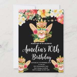 Invitation Joyeux anniversaire Aloha, fête au masque Tiki, Lu