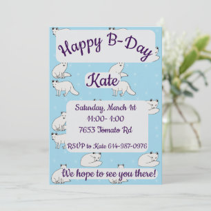 Invitation Joyeux Anniversaire aux Renards Arctiques