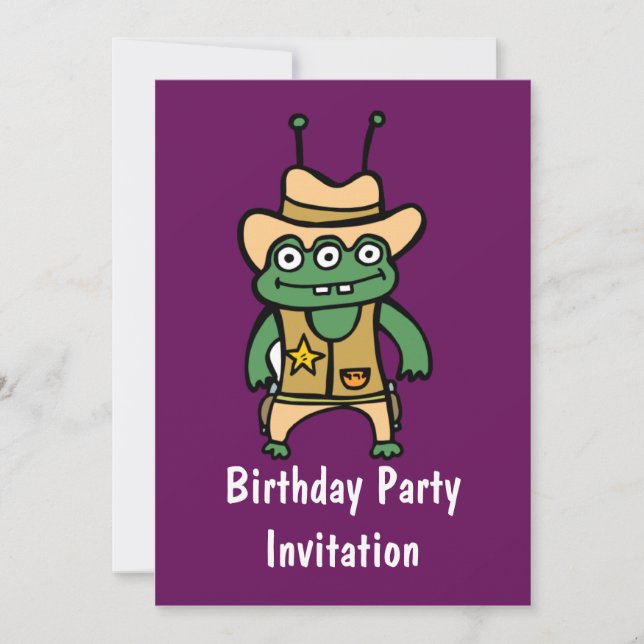 Invitation Joyeux anniversaire avec la grenouille étrangère (Devant)