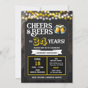 Invitation Joyeux anniversaire BBQ dans le jardin, Cheers et 