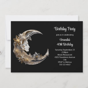 Invitation Joyeux Anniversaire Beau Visage dans la Lune