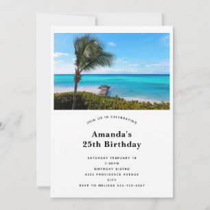 Invitation Joyeux Anniversaire Belle Plage Tropicale Arbre Pa