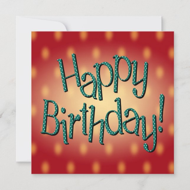 Invitation Joyeux Anniversaire Bleu Polka Point Texte Rouge B (Devant)
