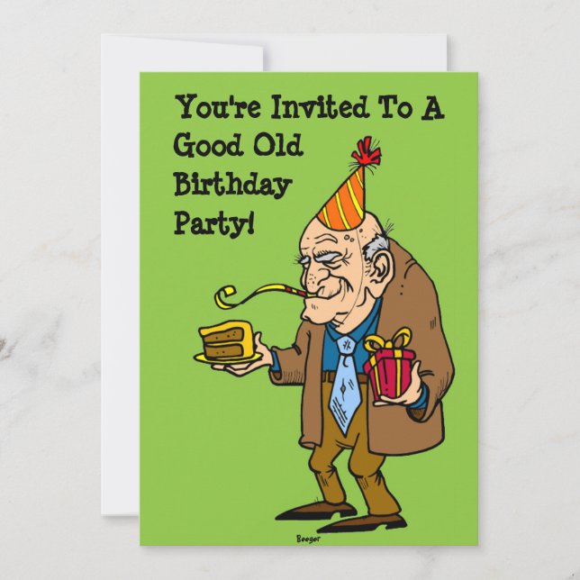 Invitation Joyeux anniversaire - Bon Vieux parti (vieil homme (Devant)
