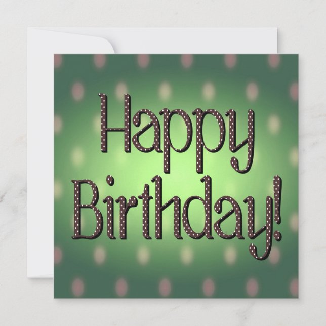 Invitation Joyeux Anniversaire Brown Polka Dot Texte Vert Bkg (Devant)
