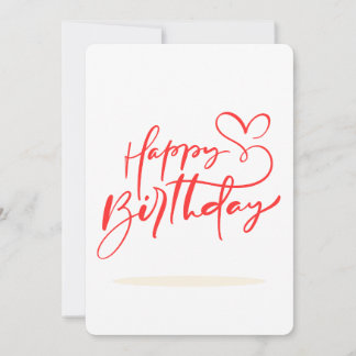 Invitation Joyeux Anniversaire Calligraphie avec Motif de Cœu