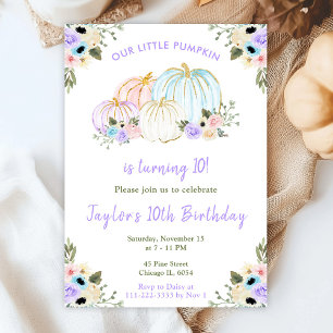 Invitation Joyeux Anniversaire Citrouilles Pastel Mignon
