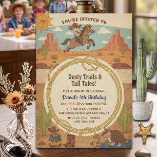 Invitation Joyeux Anniversaire Cowboy avec Cheval 4ème Fête d