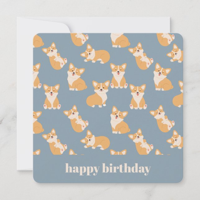 Invitation Joyeux anniversaire Cute Corgi Motif pour Amoureux (Devant)