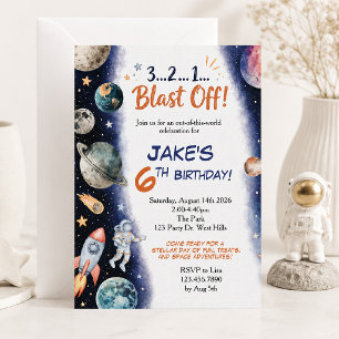 Invitation Joyeux Anniversaire dans l'Espace   Fusée spatiale