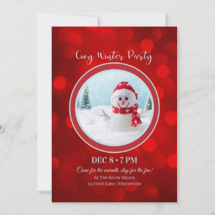 Invitation Joyeux anniversaire dans un Noël cosy et un pays d