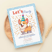 Joyeux anniversaire de Corgi Puppy Pawty