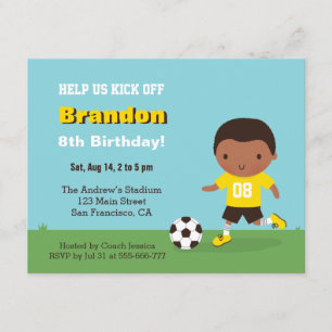 Invitation Joyeux Anniversaire de Football pour un Garçon Afr