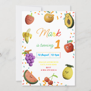 Invitation Joyeux Anniversaire de Fruits Danseurs Mignons