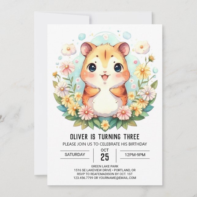 Invitation Joyeux anniversaire de Hamster en ligne (Devant)