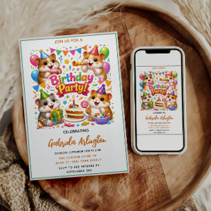 Invitation Joyeux Anniversaire de Hamster Mignon Hamster po