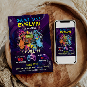 Invitation Joyeux Anniversaire de jeu vidéo niveau supérieur