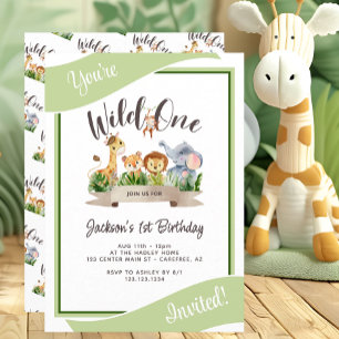 Invitation Joyeux Anniversaire de Safari Mignon Sauvage Vert