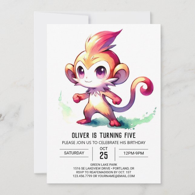 Invitation Joyeux anniversaire de singe numérique (Devant)