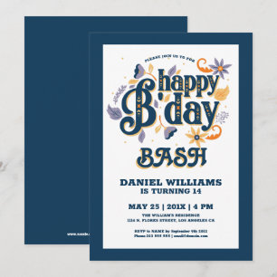 Invitation Joyeux anniversaire de typographie rétro conceptio