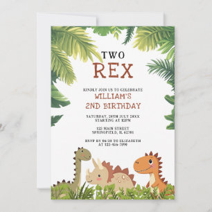 Invitation Joyeux anniversaire dinosaure jurassique deux rex 