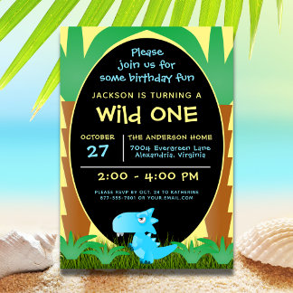Invitation Joyeux Anniversaire Dinosaure Mignon Premier Anniv