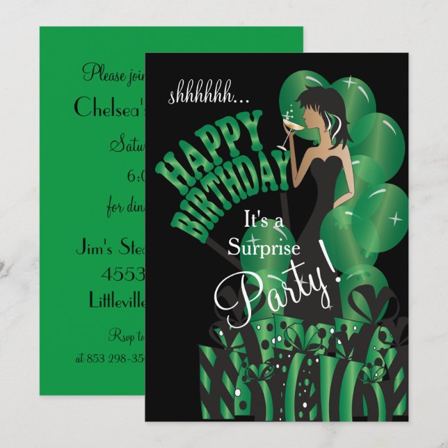 Invitation Joyeux anniversaire Diva Girl | Nom do-it-yourself (Devant / Derrière)