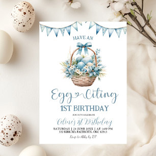 Invitation Joyeux Anniversaire Dusty Blue Eggciting